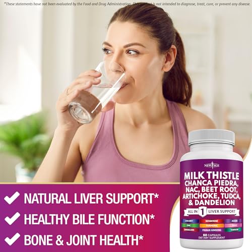 NEW AGE Milk Thistle NAC Chanca Piedra Beet Root Artichoke Dandelion Root Astragalus - Plus TUDCA & Ginger - 120 Count