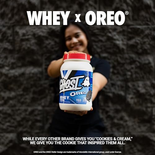 GHOST Whey Protein Powder, Oreo - 2LB Tub, 25G of Protein - Cookies & Cream Flavored Isolate, Concentrate & Hydrolyzed Whey Protein Blend - Post Workout Shakes