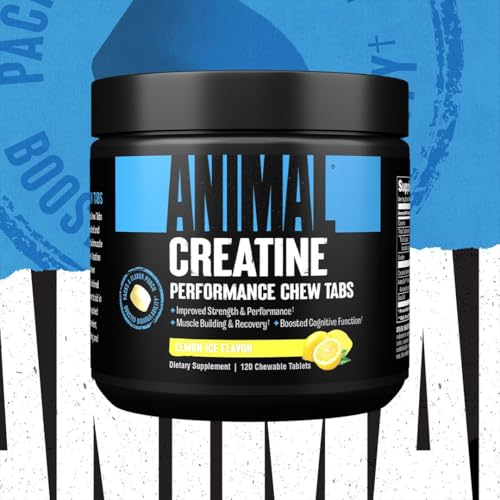 Animal Creatine Chews Tablets - Enhanced Creatine Monohydrate with AstraGin to Improve Absorption, Sea Salt for Added Pumps, Delicious and Convenient Chewable Tablets - Lemon Ice