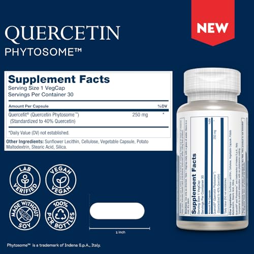 SOLARAY Quercetin Phytosome - 20X Absorption - Easy-to-Digest Antioxidants Supplement for Overall Health Support - Vegan and Made Without Soy - 60-Day Guarantee - 30 Servings, 30 VegCaps