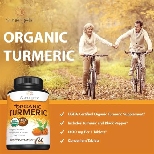 USDA Certified Organic Turmeric Supplement – Includes Organic Turmeric & Organic Black Pepper – 1,400mg of Turmeric per Serving - 60 Count (Pack of 1)