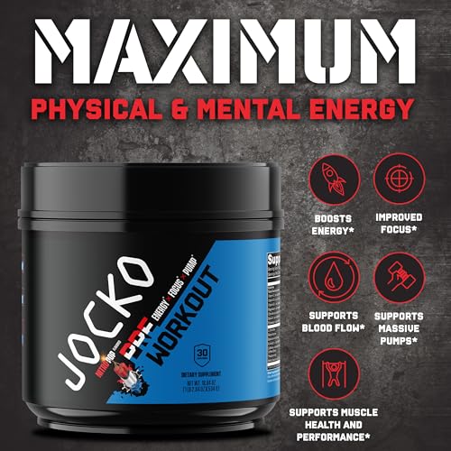 Jocko Fuel Ultimate Pre Workout Powder - Pre-Workout Energy Powder Drink for Men & Women - High Stim Sugar-Free Nootropic Blend to Support Muscle Pump, Energy, & Recovery 200mg Caffeine Nitro Pop