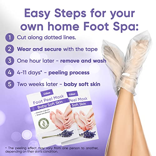 Foot Peel Mask - Foot Mask for Baby Soft Skin - Remove Dead Skin, Dry, Cracked Feet & Callus, Foot Spa, Made with Aloe Vera Extract for Women and Men (2 Pair (Pack of 1), Lavender)
