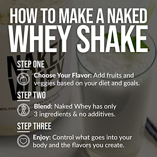 NAKED Whey Chocolate Protein Powder - Only 3 Ingredients - Grass Fed Whey Protein Powder, Organic Chocolate and Organic Coconut Sugar, No GMO, No Soy, and Gluten Free - 24 Servings