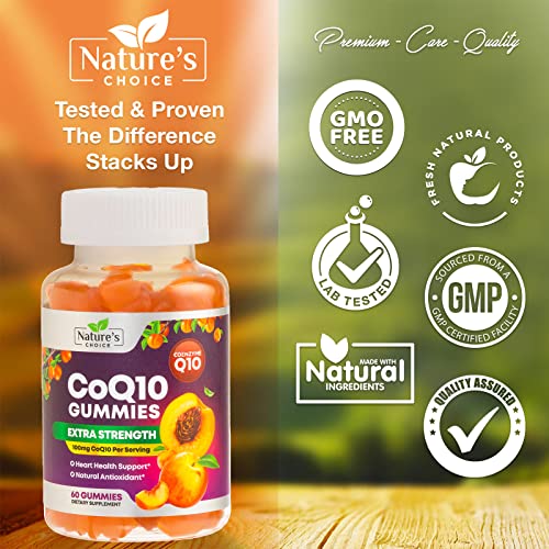 CoQ10 100mg Gummies - 3X Better Absorption, Antioxidant for Heart Health Support & Energy Production, Ultra Coenzyme Q10 Vitamins, Coq 10 Supplements, Dietary Supplement, Non-GMO - 60 CoQ10 Gummies