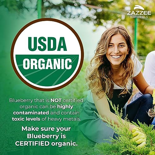 Zazzee USDA Organic Wild Blueberry 10:1 Extract, 5000 mg Strength, 120 Vegan Capsules, 4 Month Supply, Concentrated and Standardized 10X Whole Fruit Extract, 100% Vegetarian, All-Natural and Non-GMO