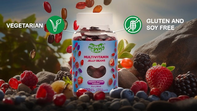 Multivitamin Jelly Bean Gummies with Zinc for Men and Women, Immune Support Dietary Supplements for Adults, Vegetarian, 120 Berry Blast Jelly Beans, Kosher