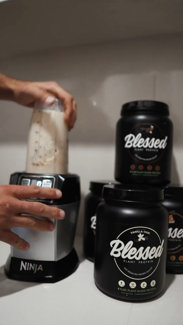 BLESSED Vegan Protein Powder - Plant Based Protein Powder Meal Replacement Protein Shake, 23g of Pea Protein Powder, Dairy Free, Gluten Free, Soy Free, No Sugar Added, 30 Servings (Rocky Road)