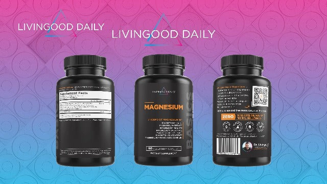 Livingood Daily Magnesium 300mg - High Bioavailability Magnesium Complex - Magnesium Citrate, Malate, Glycinate, Oxide, & Chicory Root Inulin - Muscle Relaxation, Nerve, & Heart Health - 60 Capsules