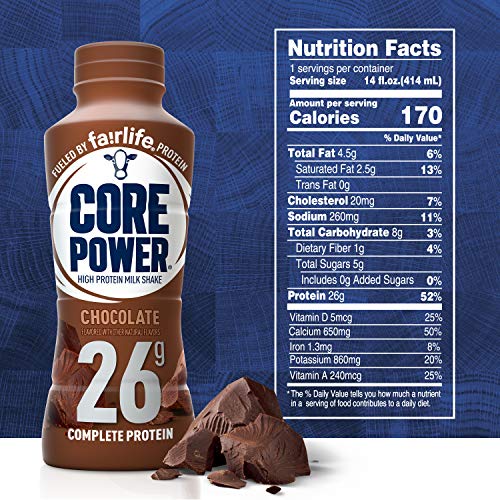 Core Power Fairlife 26g Protein Milk Shakes, Liquid Ready To Drink for Workout Recovery, Chocolate, 14 Fl Oz Bottle (Pack of 12)