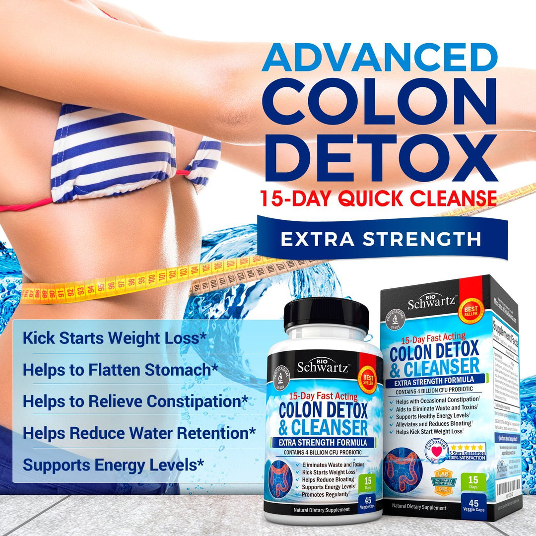 Colon Cleanser and Detox for Digestive Support - 15 Day Fast-Acting Extra Strength Cleanse with Probiotic Fiber, Psyllium Husk and Noni for Constipation Relief and Bloating Support, Non-GMO, 45 Count