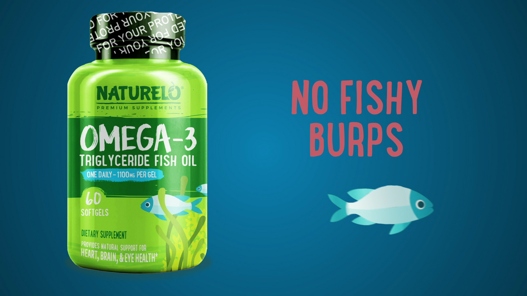 NATURELO Burpless Omega 3 Fish Oil Supplement - 1100mg Triglyceride Omega-3, EPA + DHA, Liquid Fish Oil Omega 3 for Heart, Eye, Brain, Joint Health - 60 Softgels, 2 Months Supply