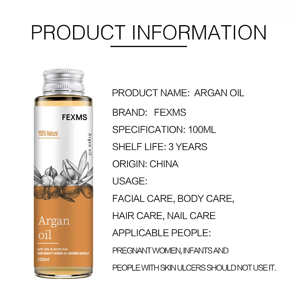 Organic  Argan Oil  100% Pure Cold Pressed Virgin Premium Grade For Dry & Damaged Skin, Hair, Face, Body, Scalp & Nails