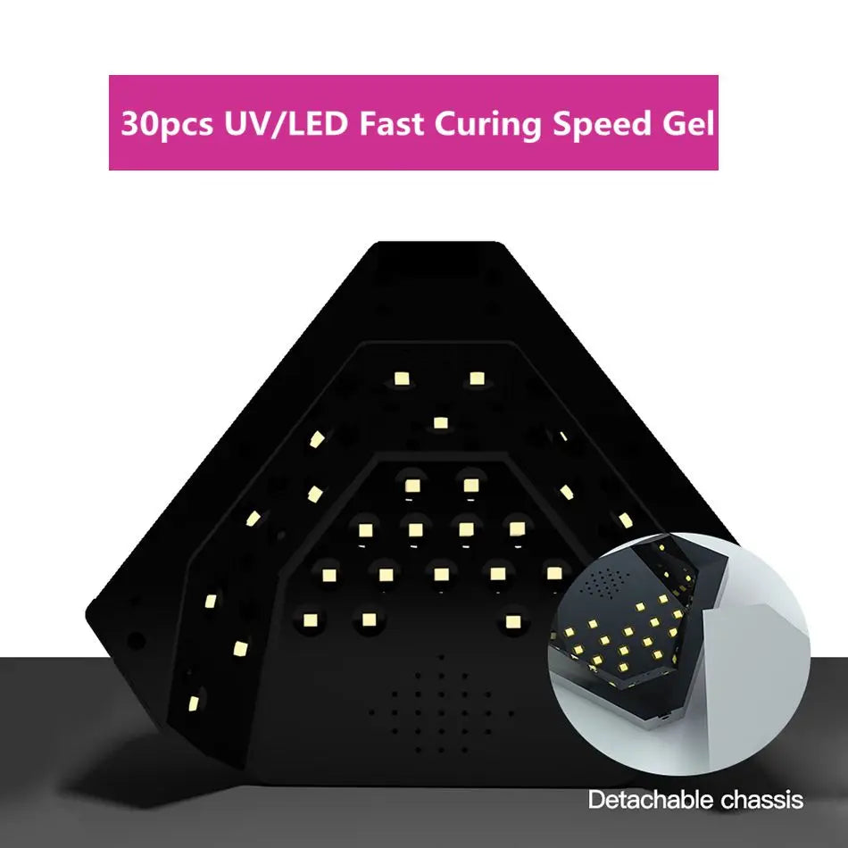 Nail Lamp 48W Diamond Shaped UV LED Curing Speed Polish Lights 30 LED Nail Dryer 3 Timers Auto Sensor Nail Manicure Pedicure Kit