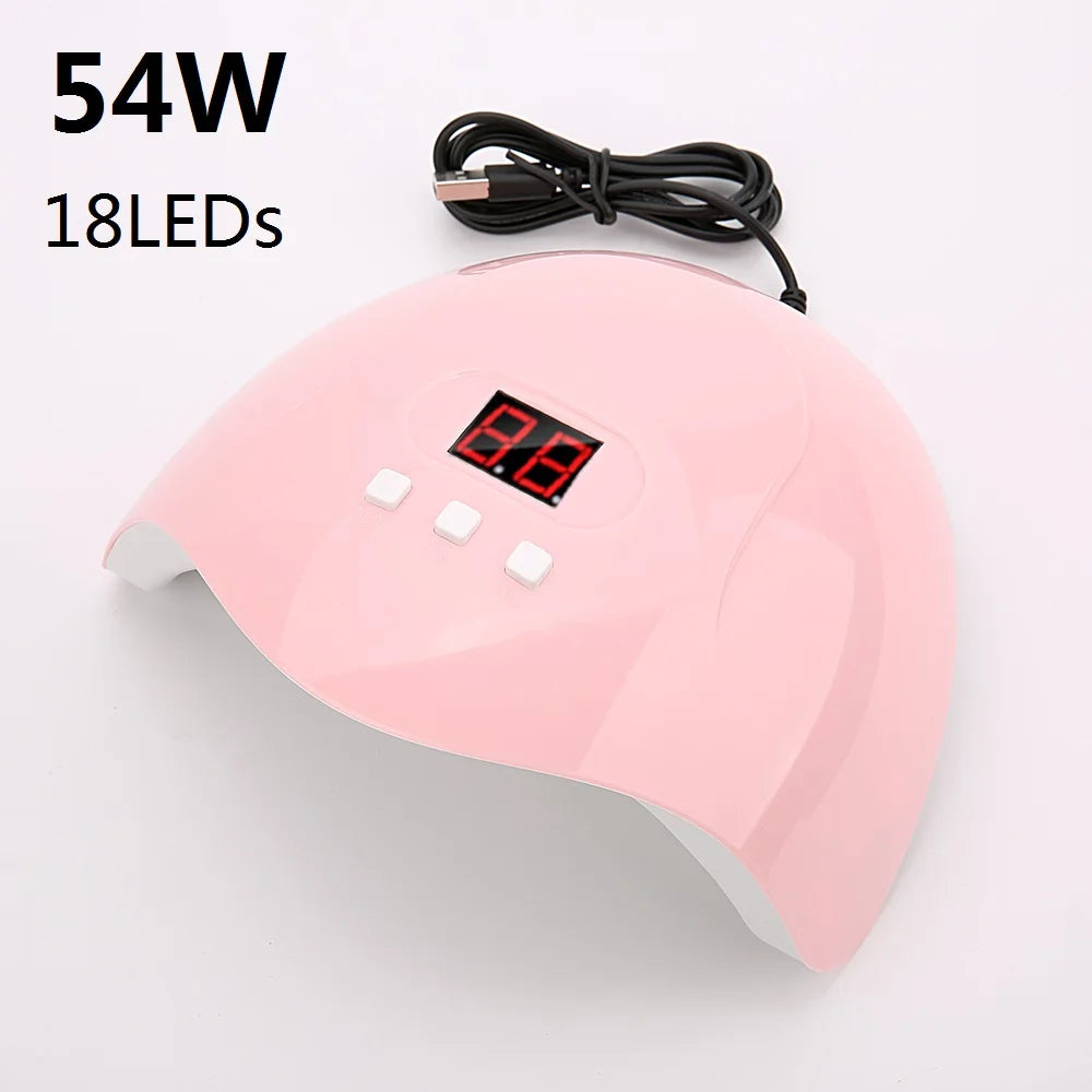 54W 18 Led Lights Dryer For Manicure Ultraviolet Lamp Nail Tools Machine Uv Professional Material Nails Drying Dry Heat Lamps