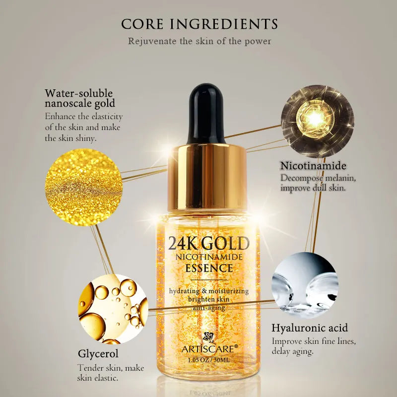 ARTISCARE 24K Gold Serum SET for Facial Care Eye Cream Moisturizing Face Essence Skin Care Products