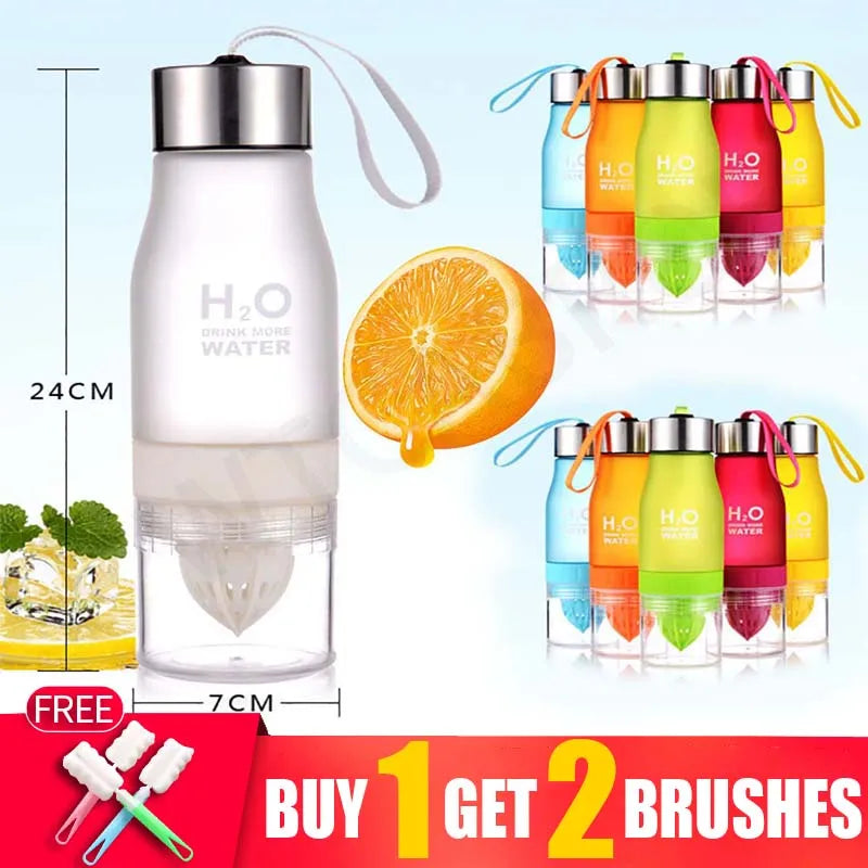 WTCABROE - 650ml My Sport Plastic Infuser Water Bottle Gourde Lemon Drinkware bottled my Nutrition Milk H2o Fruit lemon Drink More Bottles