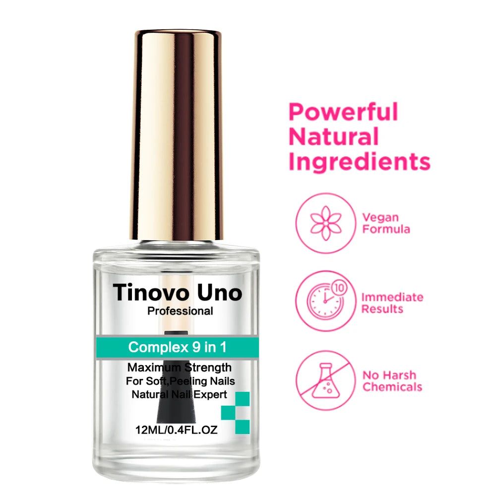 Tinovo Uno Natural Nail Growth Complex 9 IN 1 Nail Art Treatment Therapy for Repair Care Thin Brittle Nails Top Coat Hardener