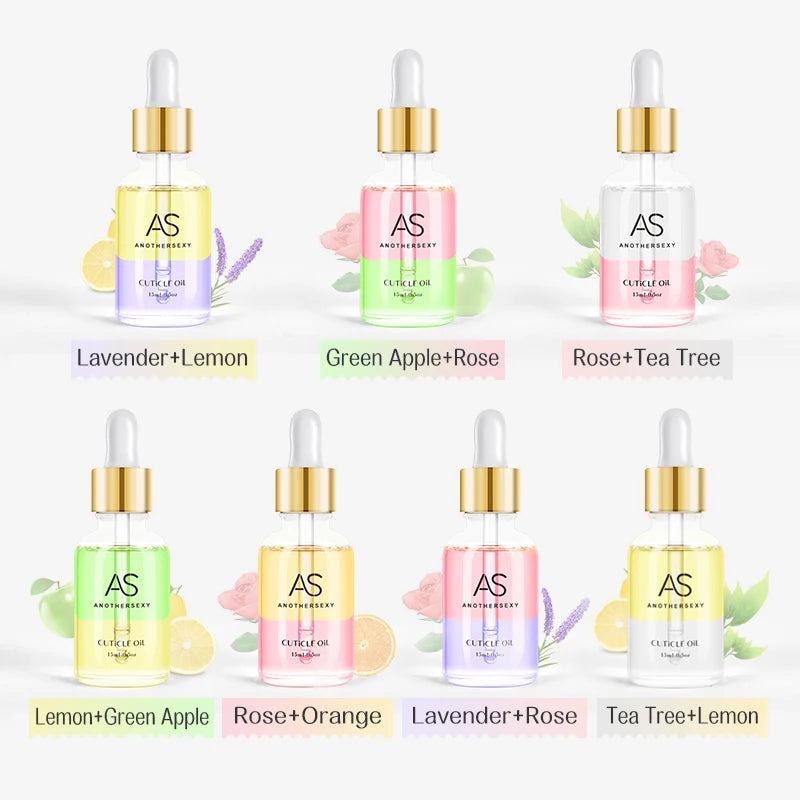 AS 15ml Vitamin Cuticle Revitalizer Oil With Dropper Vegan Foil Flakes Organic Nail Nutrition Oil