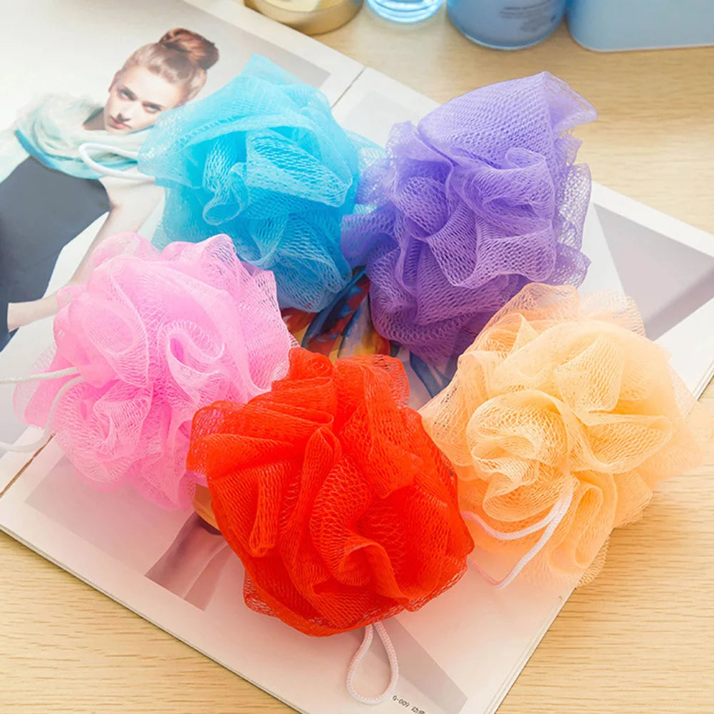 8pcs Mesh Bath Balls Sponge Pouf Body Scrubber Loufa Puff Scrubber Shower Sponge Loofahs Bath Shower Loofah