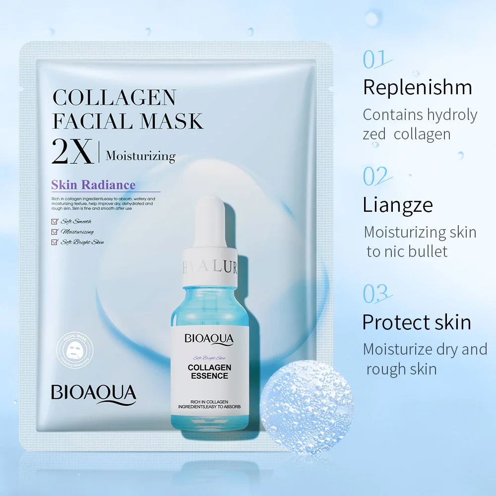 BIOAQUA - Centella Collagen Face Mask Moisturizing Refreshing Sheet Masks Hyaluronic Acid Facial Mask Skin Care Products