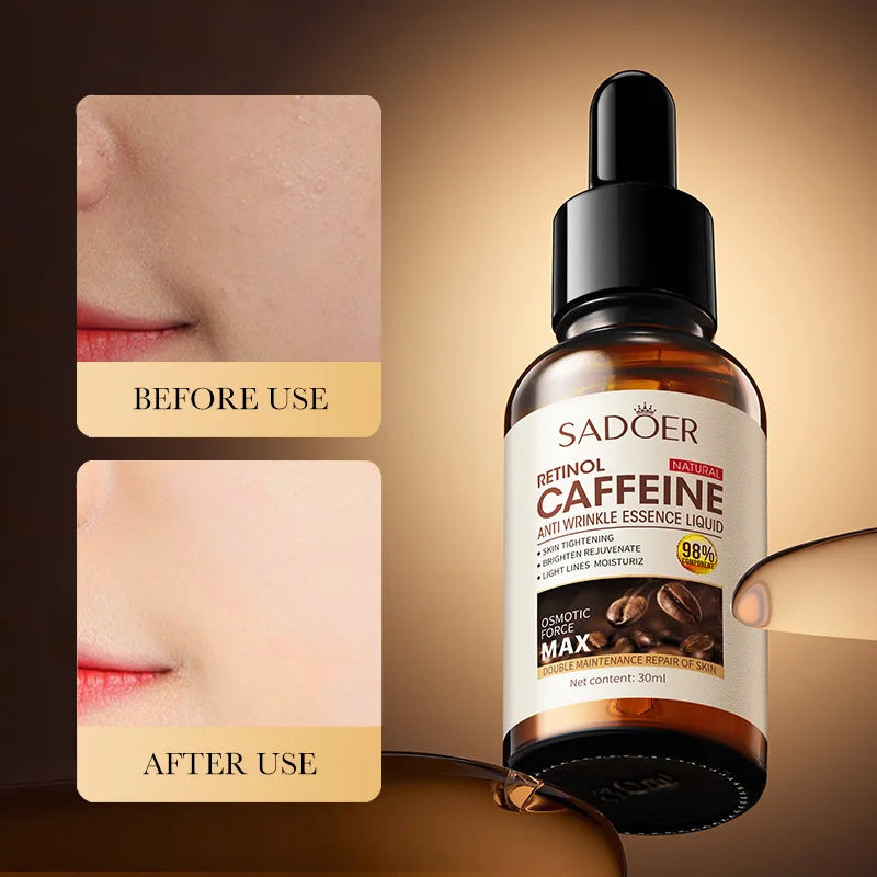 SADOER Caffeine Retinol face Serum Shrink Pores Repair Dry Peeling Moisturizing Hydrating eye Serum Brighten Facial Skin Care