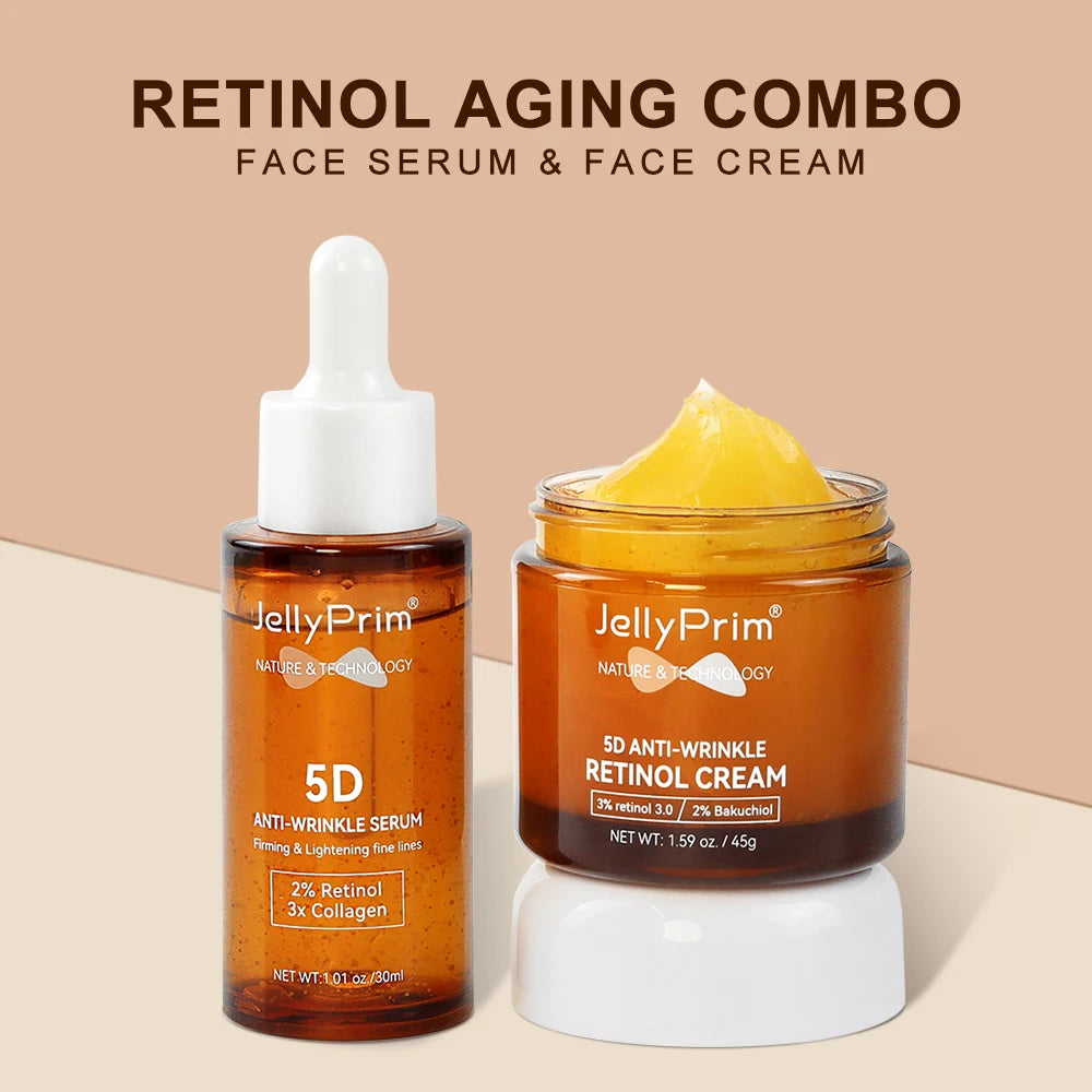 Retinol Cream Serum Kits Skin Care Anti Wrinkle Aging Facial Lifting Firming Treatment High Quality Creams Skincare Set 2023