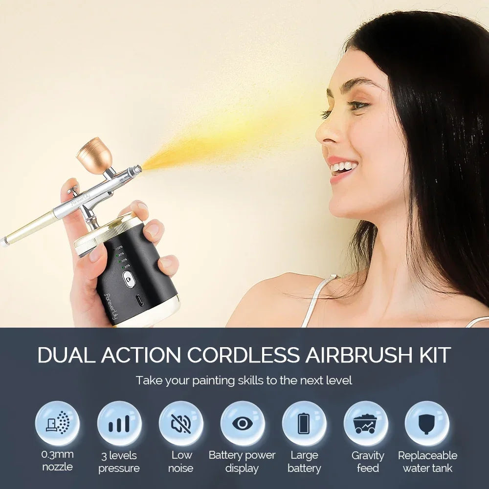 Dual-action Portable Airbrush 30PSI  Multi-Function Mini Air Compressor Kit For Nails Cake Tattoo Makeup Paint Air Spray Gun