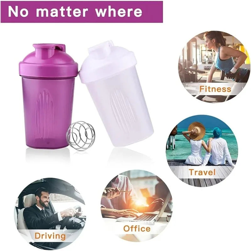 400ml Protein Powder Shaker with A Small Stainless Blender Ball LeakProof Water Bottle Portable Outdoor Gym Sports Milkshake Mug