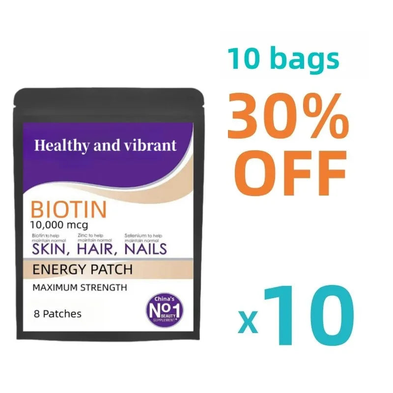 Biotin 10000mcg Patches 8 Week Supply - Max Strength || Hair, Skin, And Nails Supplement || Non-gmo