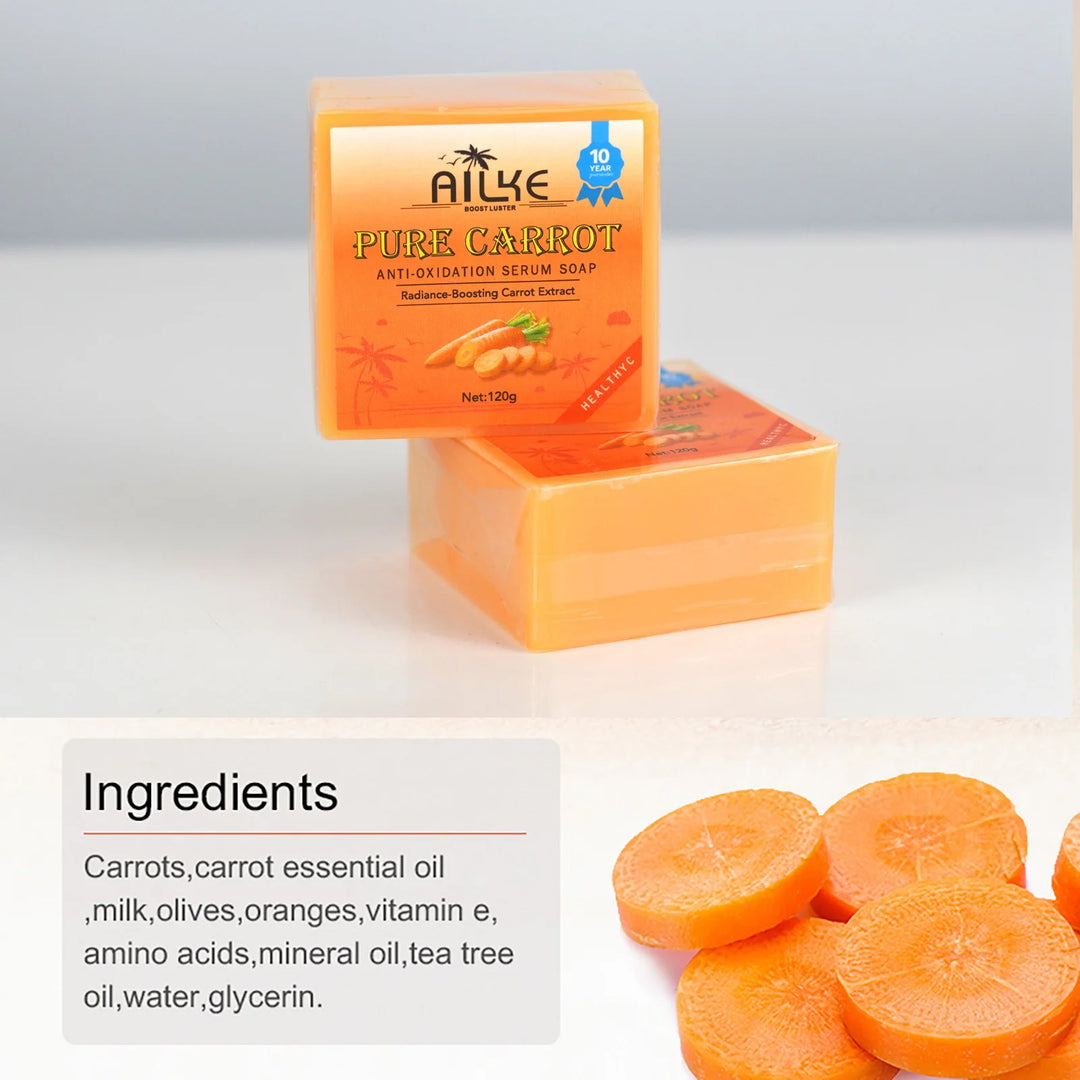 AILKE Pure Carrot Anti-Oxidation Serum Soap, Cleaning Stains, Skin Brightening Soap Bar, With Vitamin C, For Body And Face Use