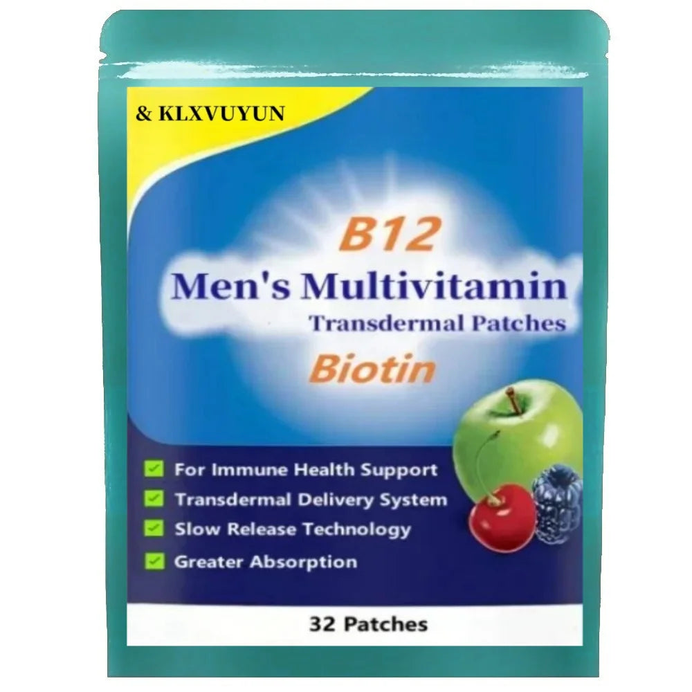 Men’s Multivitamin Transdermal Patches, Supplement With Vitamin A, Vitamin C, Zinc, Calcium & More, 32 Pcs 1 Month Supply