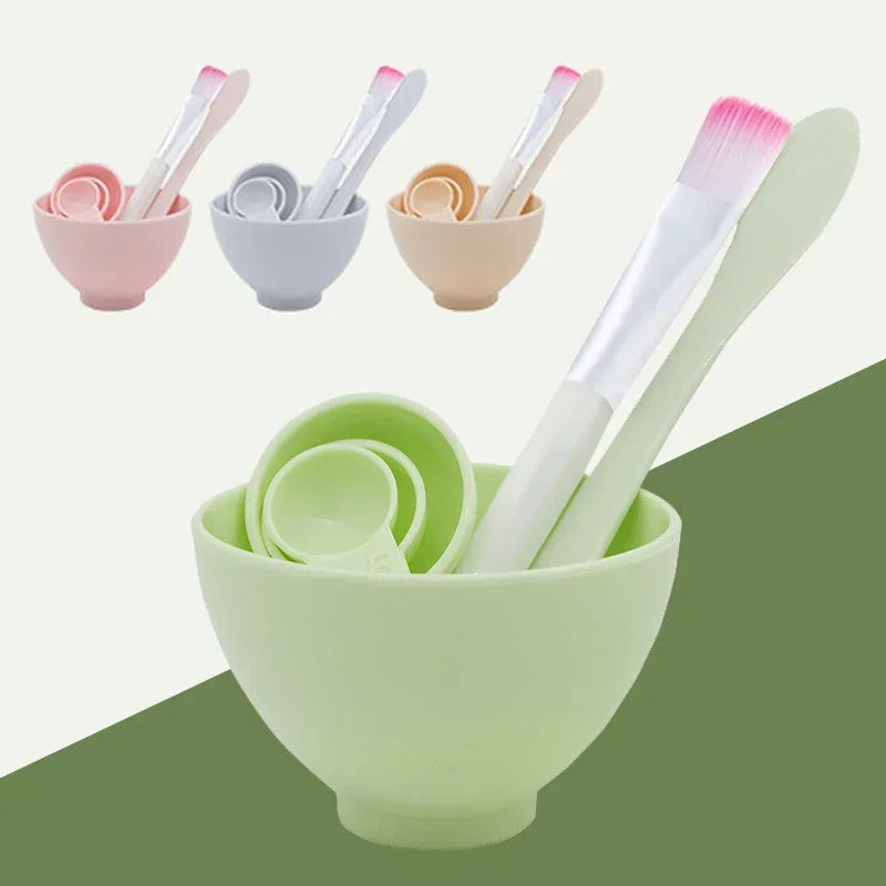 4pcs/set Homemade Mask Bowl Mixing Brush Makeup Set with Brush Mixed Stir Spatula Stick Measuring Spoon Kit DIY Beauty Care