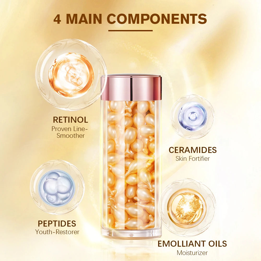 90 Pcs/Bottle Retinol Serum Ceramide Capsules Night Serum Moisturizing Anti-aging Face Serum Spot Removing Cream Skin Care