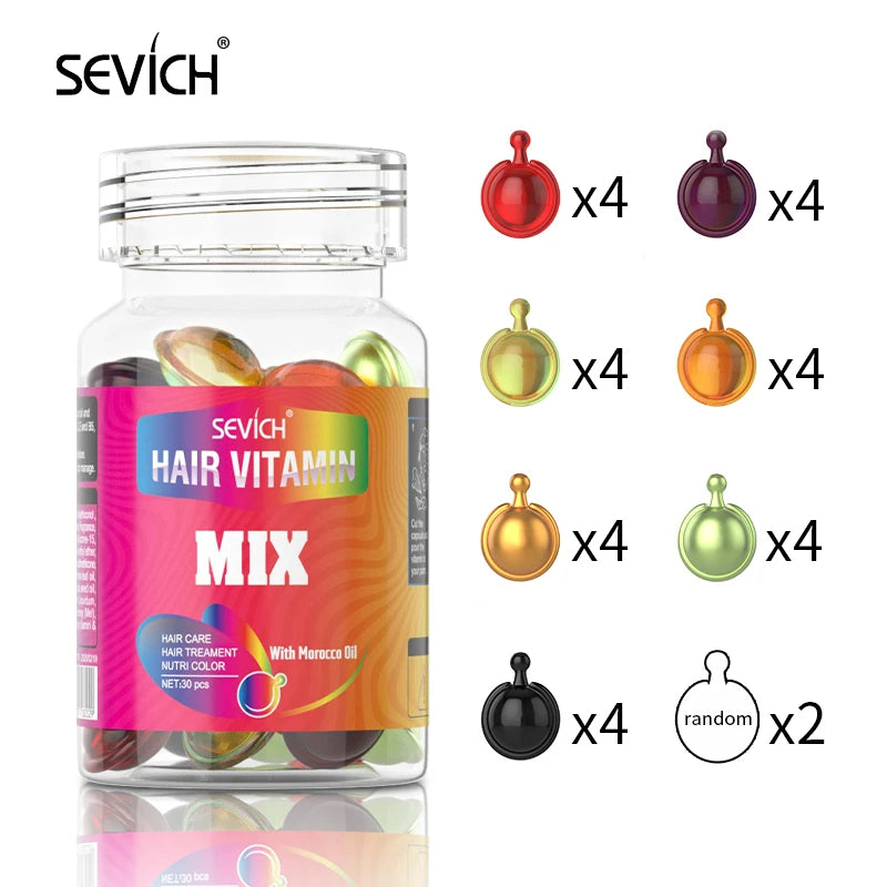 Sevich - Vitamin Capsule Repair Damaged Hair Keratin Complex Oil Anti-Loss Moroccan Oil Soft Smooth Silky Hair Care Products