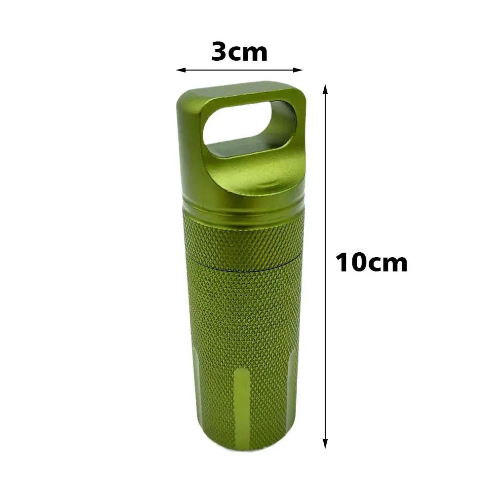 Aluminum Alloy Airtight Pill Container Bottle Portable Outdoor EDC Single Chamber Capsule Holder Waterproof Medicine Case Box