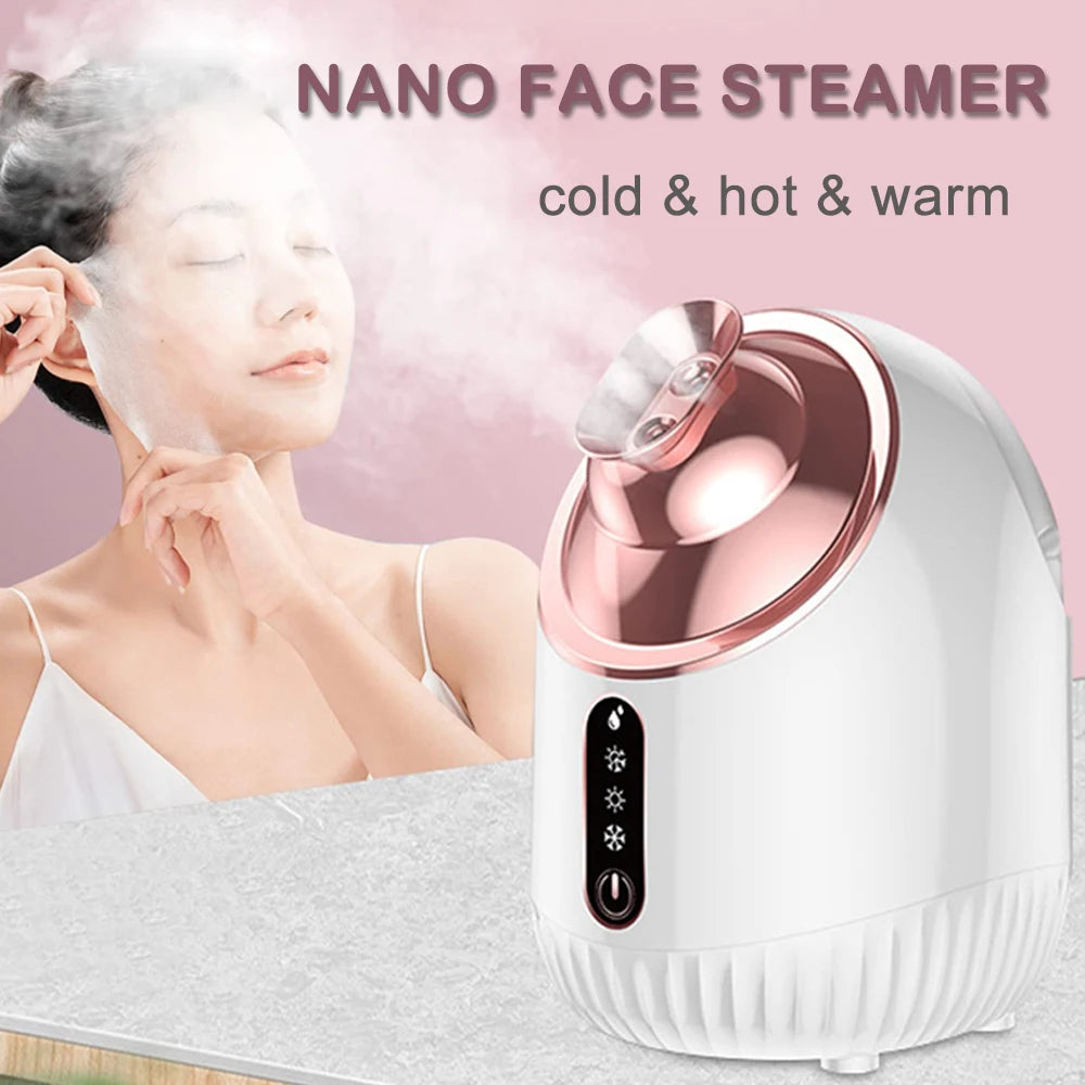 SPA Face Steamer Nano Mist Sprayer Facial Steamer Cold & Hot Nebulizer Facial Sauna Humidifier For Pores Cleansing Moisturizing