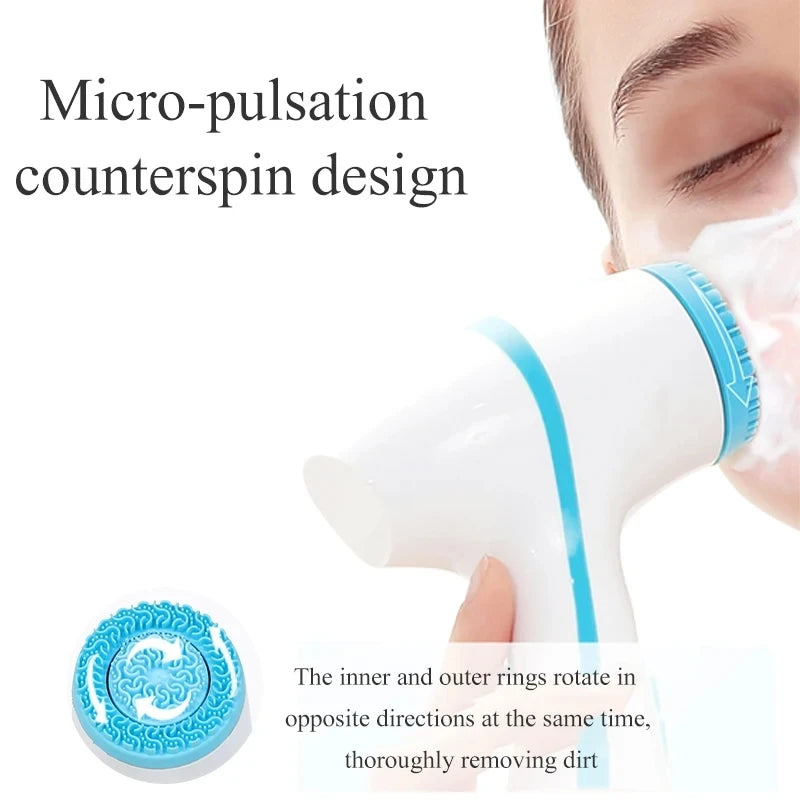 Ultrasonic Electric Cleansing Brush 3 In 1 Face Massagers Sonic Rotating Cleansing Brush Galvanic Remove Blackheads Tool