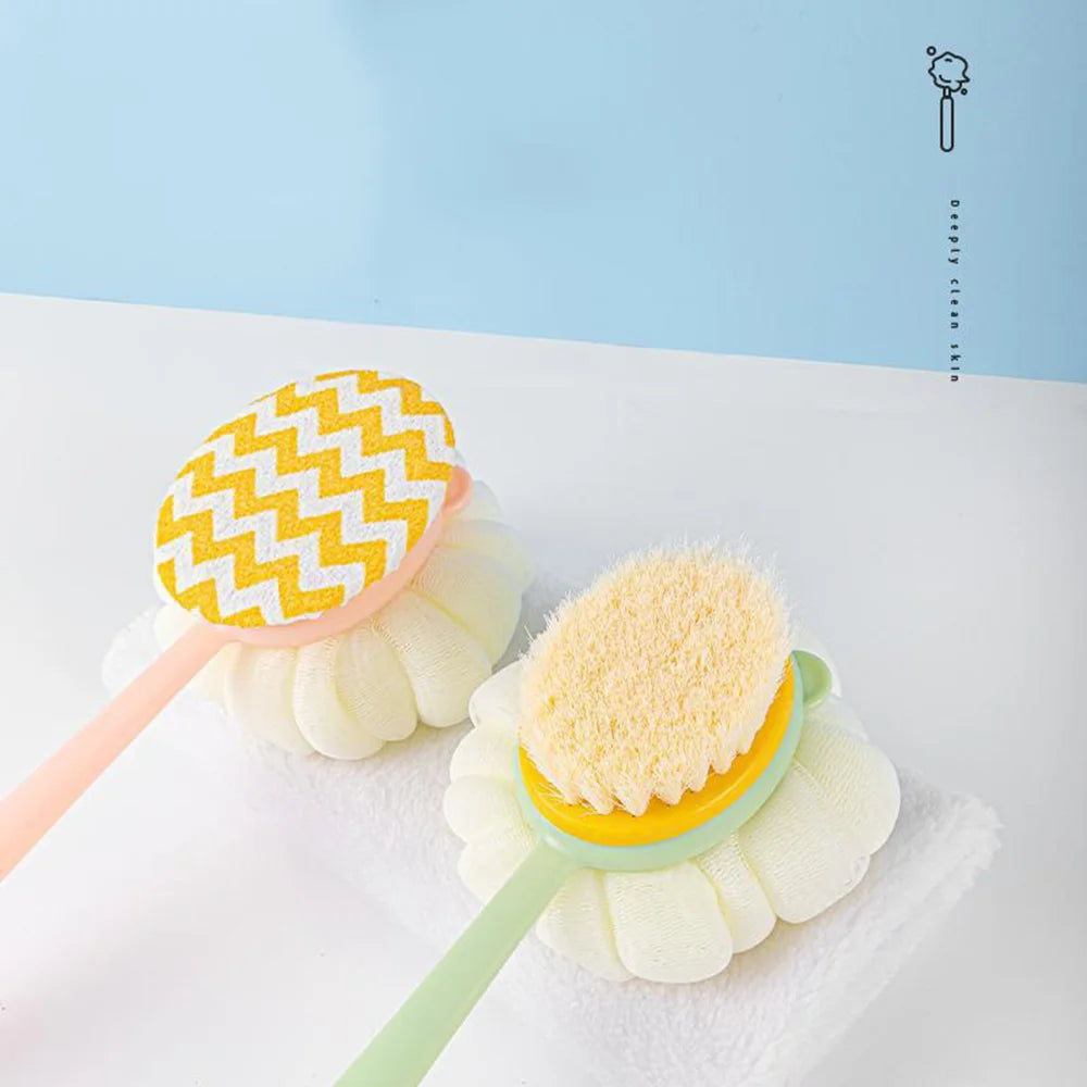 Double-Sided Bath Brush Long Handle Soft BristleBathroom Body Cleaner Brushes Detachable Bath Towel Bath Ball Back Scrub Brush