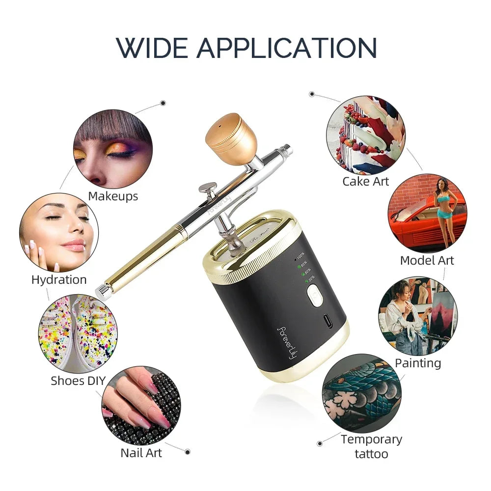 Dual-action Portable Airbrush 30PSI  Multi-Function Mini Air Compressor Kit For Nails Cake Tattoo Makeup Paint Air Spray Gun