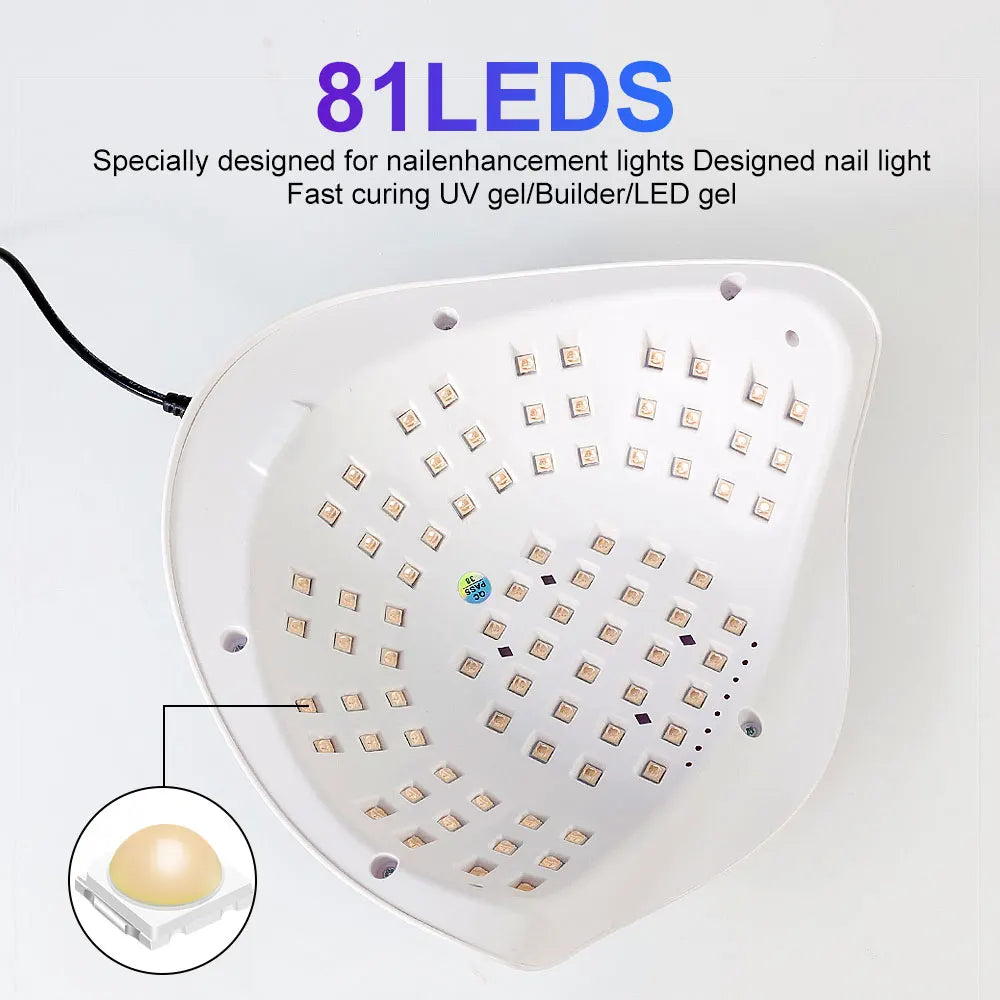 Professional 81LED Nail Dryer Lamp With 4 Timers Auto Sensor for Drying Manicure All UV Nails Gel Polish Suitable Home Salon