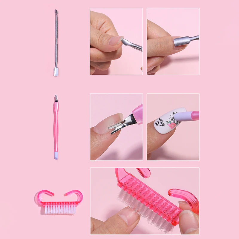 7pc Nail Care & Nail Art Tool Set For Polishing Cleaning Dead Skin Removal 100/180 Grit Double Sided Sanding Block Grinding File