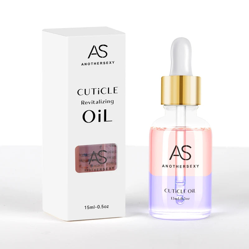 AS 15ml Vitamin Cuticle Revitalizer Oil With Dropper Vegan Foil Flakes Organic Nail Nutrition Oil