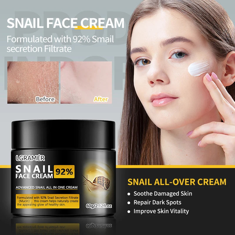 Anti Wrinkles Snail Face Cream Collagen Moisturizing Nourish Repair Face Damaged Lift Firm Smooth Bright Whitening Skin Care