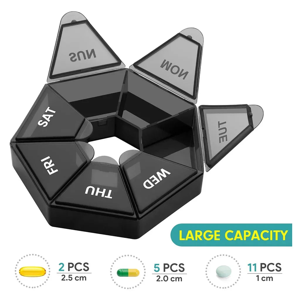 HARKO - 1Pcs Pill Case Plastic 7 Days Tablet Candy Box Portable Storage Tablet Holder Travel Organizer Pill Dispenser Container