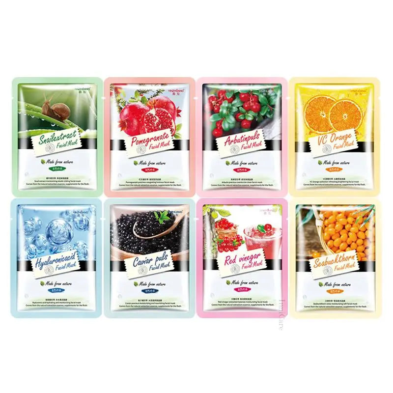 8pcs Natural Plant Face Mask Beauty Skincare Masks Moisturizing Firming Hydrating Facial Mask Face Care Korean Cosmetics