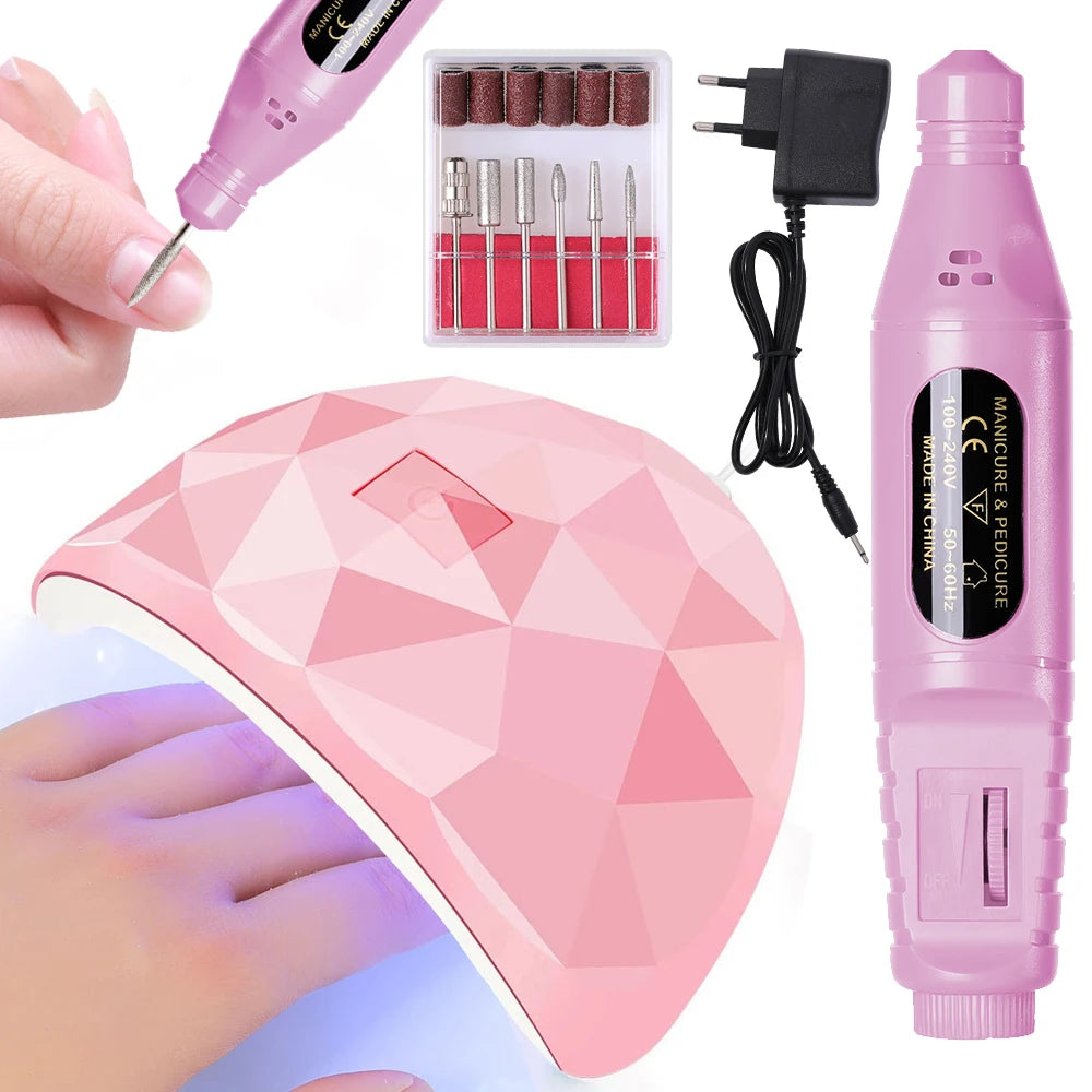 CNHIDS Professional Nail Equipment Eletric Naill Drill Machine Gel Polish Drying Lamp Sets Nail Drills Kit For Nail Art Tools