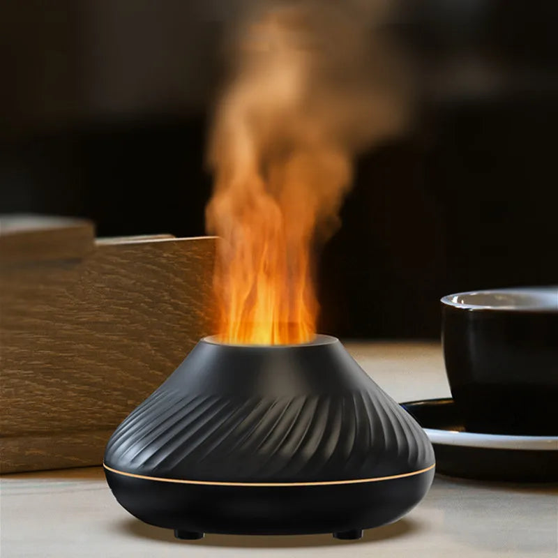 Aroma Fire Flame Diffuser for Essential Oils Small Portable Air Fireplace Volcano Mushroom Scent Humidifier  for home office