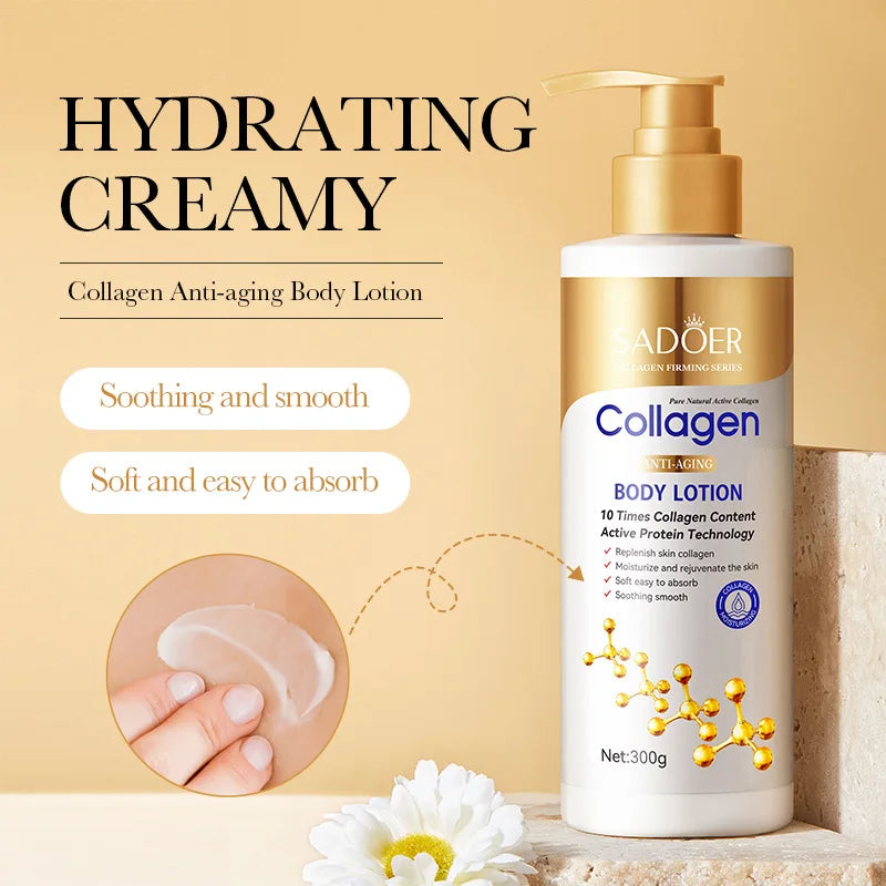 SADOER Collagen Body Lotion 300g Moisturizing and Anti-aging and Whitening Body Cream