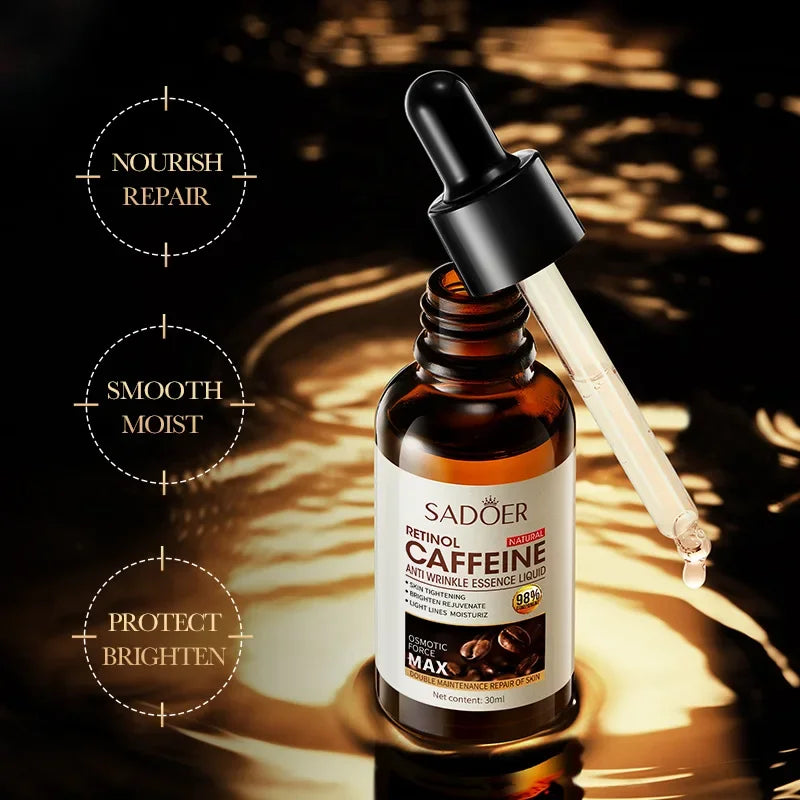 SADOER Caffeine Retinol face Serum Shrink Pores Repair Dry Peeling Moisturizing Hydrating eye Serum Brighten Facial Skin Care